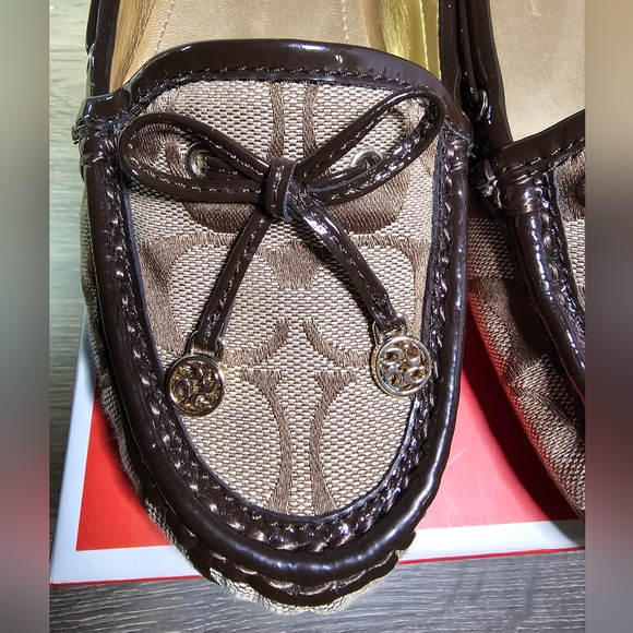 Coach Finna 8 M kahki jacquard driving shoe flat slip on moccasin style driving - Picture 3 of 8